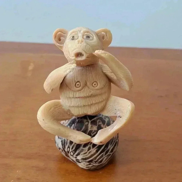 Monkey SITTING ON A STONE CALLING OUT - Picture 2 of 4